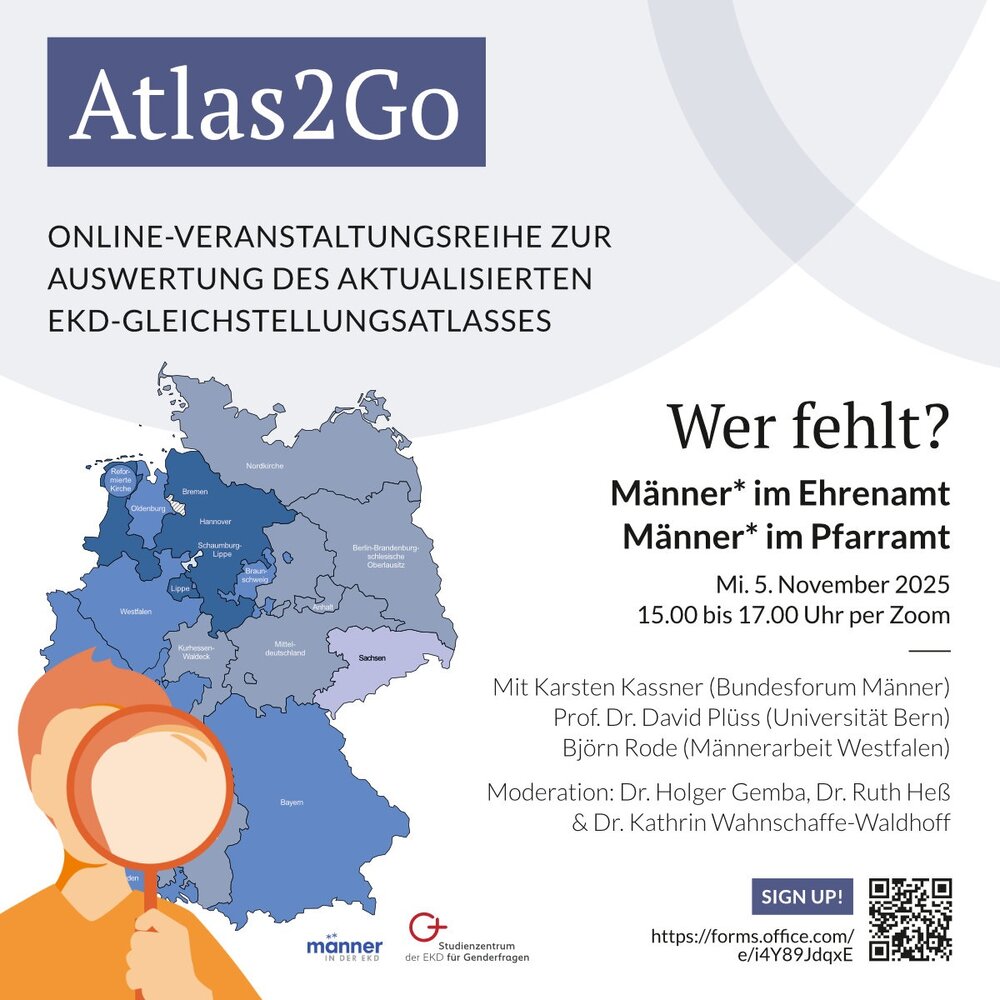 Sharepic zur Veranstaltung Männer* im Ehrenamt/Männer* im Pfarramt der Online-Reihe Atlas2Go