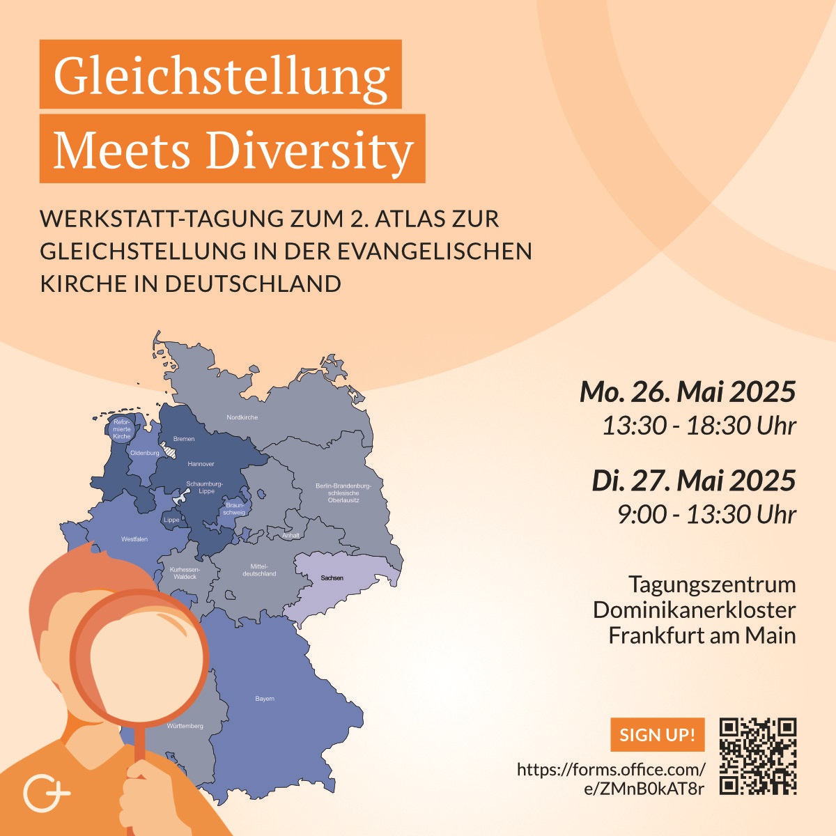 Flyer zur Tagung: mit Anmeldungsmöglichkeit.